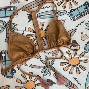Ale Brown Bikini Top with Tassels